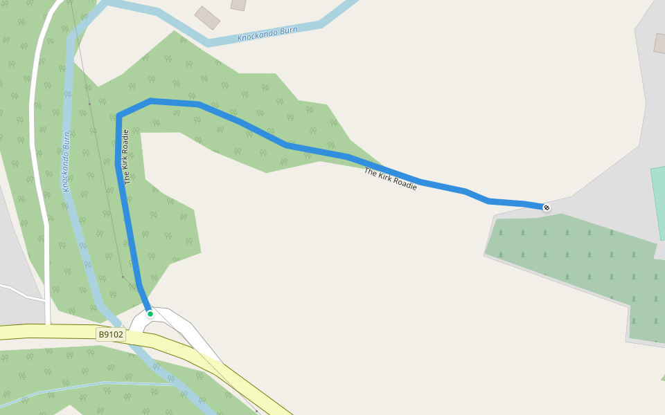 The Kirk Roadie walking route map in Knockando