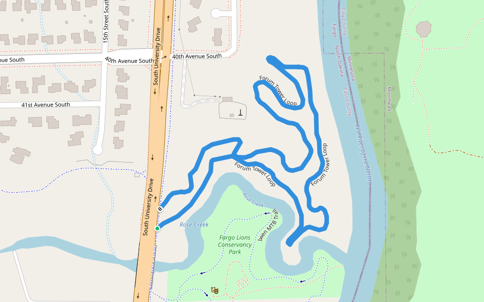 Forum Tower Loop walking route map in Fargo