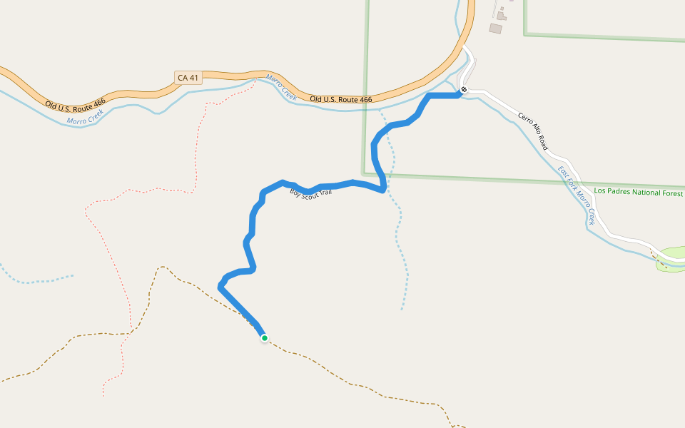 Boy Scout Trail walking route map in Atascadero