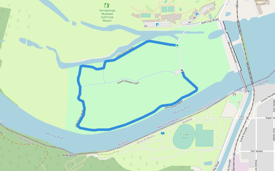 John Grant Walk walking route map in Mulwala