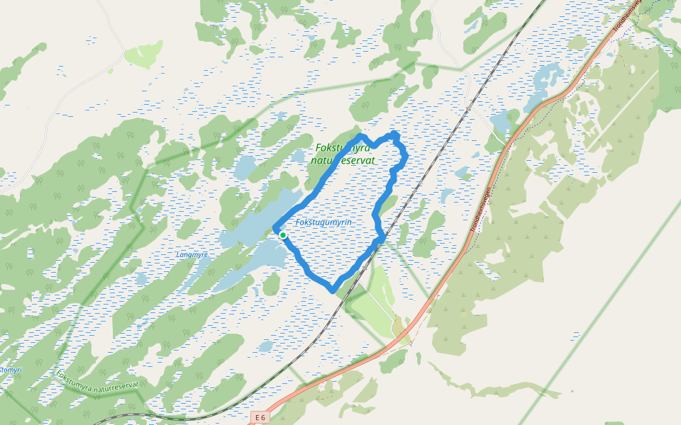 Fokstumyra trail walking route map in Dombås