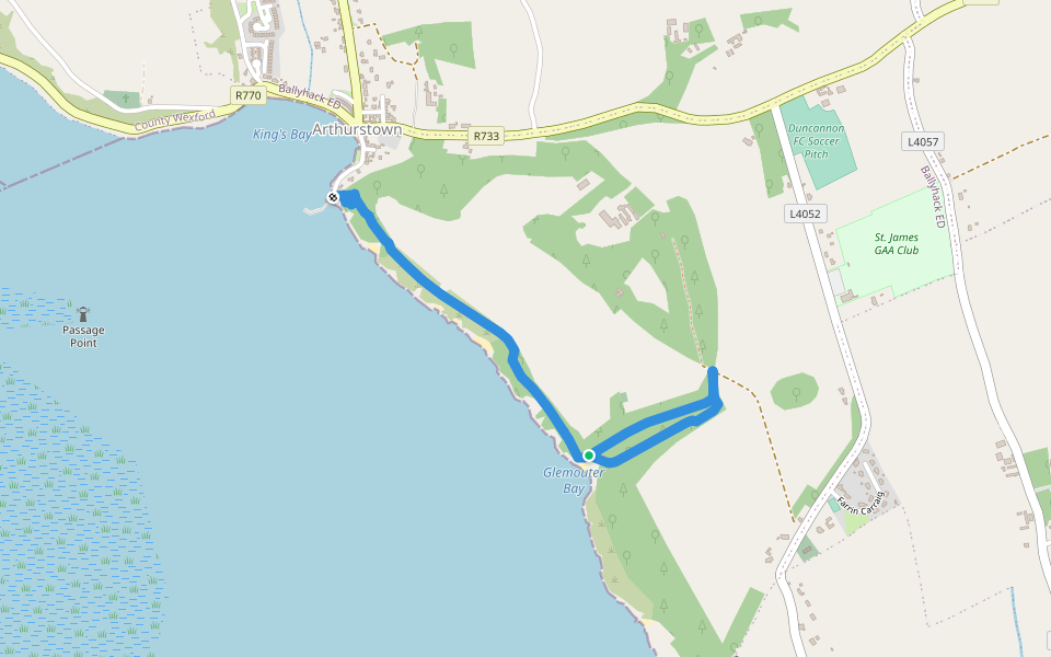 Arthurstown to Duncannon Coastal Walk walking route map in Arthurstown
