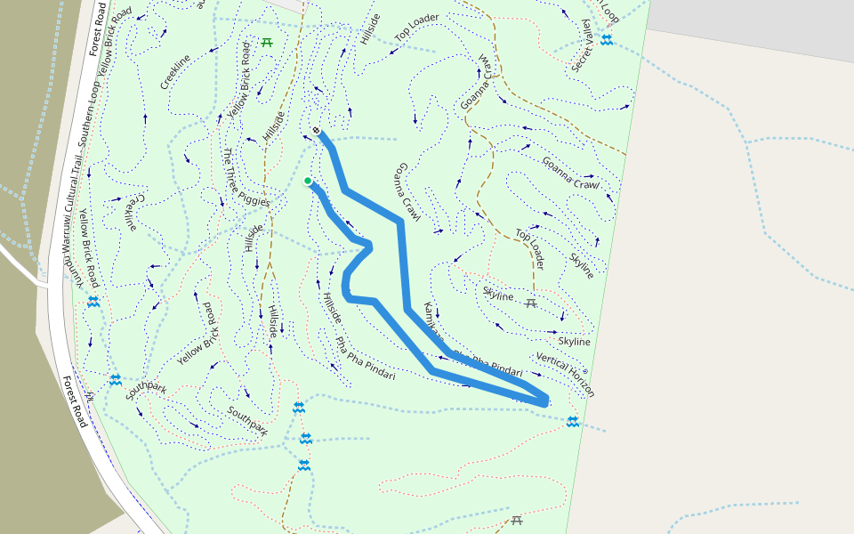 Pha Pha Pindari walking route map in North Tamworth