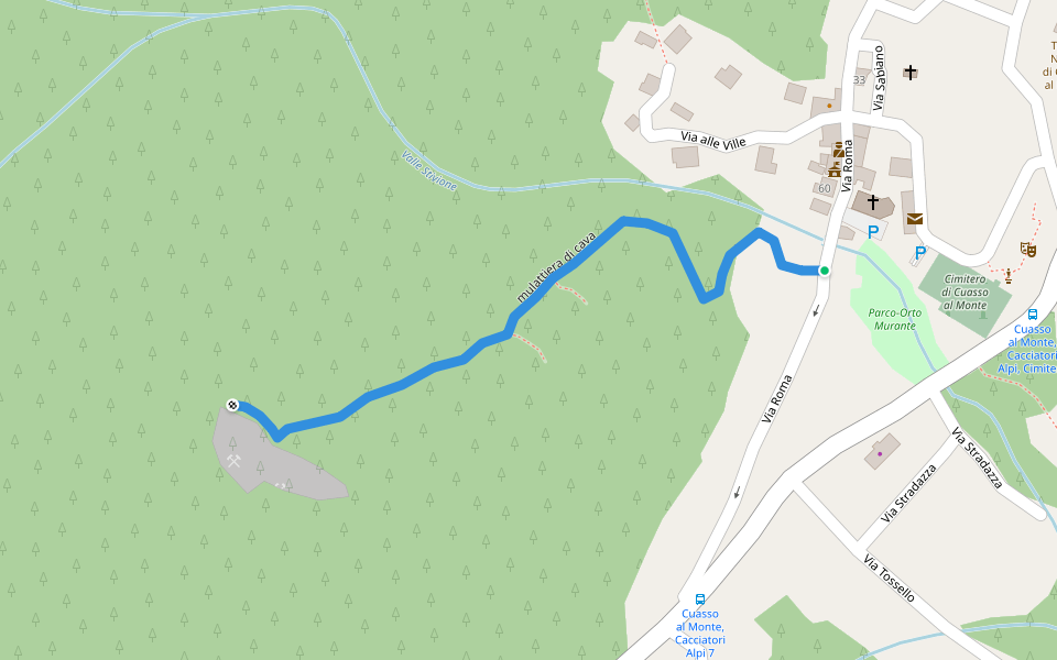 mulattiera di cava walking route map in Cuasso al Monte