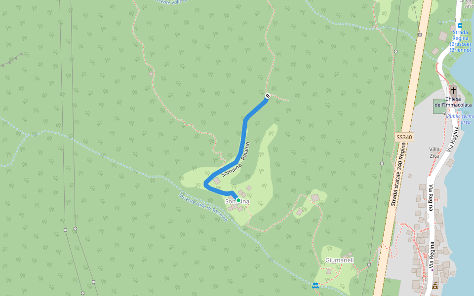 Somaina - Palaino walking route map in Brienno