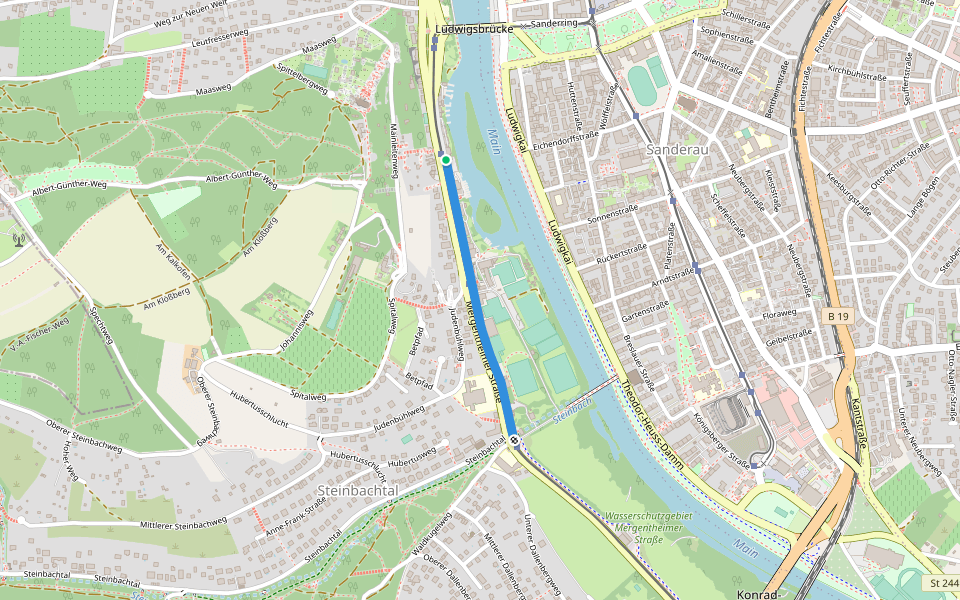 Maria-Theresia-Promenade walking route map in Würzburg