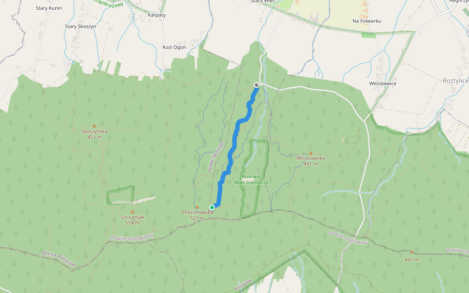 Singletrack Jeleniowskie Ścieżki - Trzygłów walking route map in Nieskurzów Stary