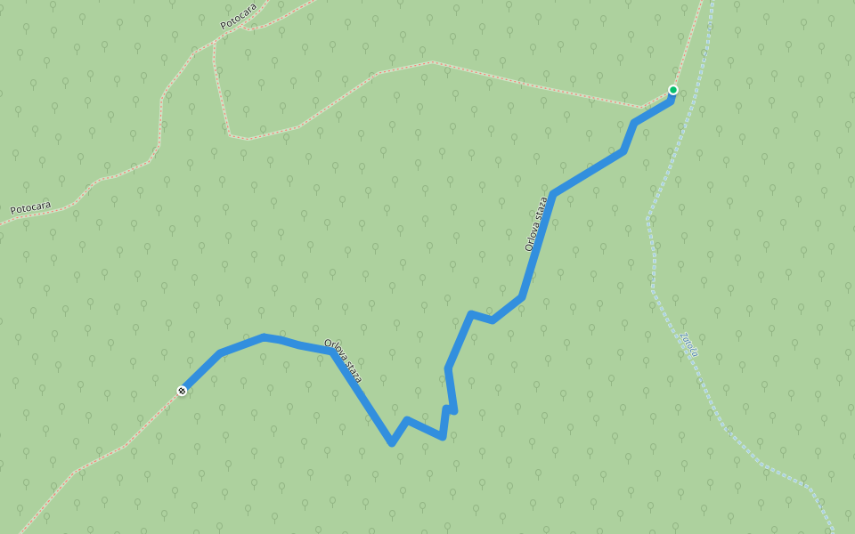 Orlova staza walking route map in Stupari-Novo Naselje