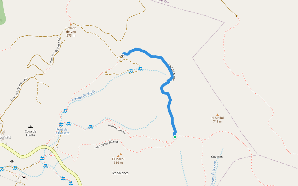camí del Mallol walking route map in Eslida
