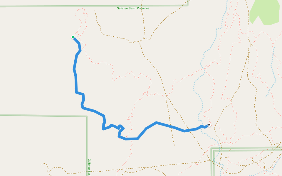 Jax's Jaunt walking route map in Galisteo