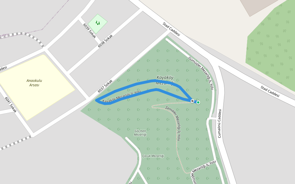 Kayaköy Mezarlığı İç Yolu walking route map in Denizli