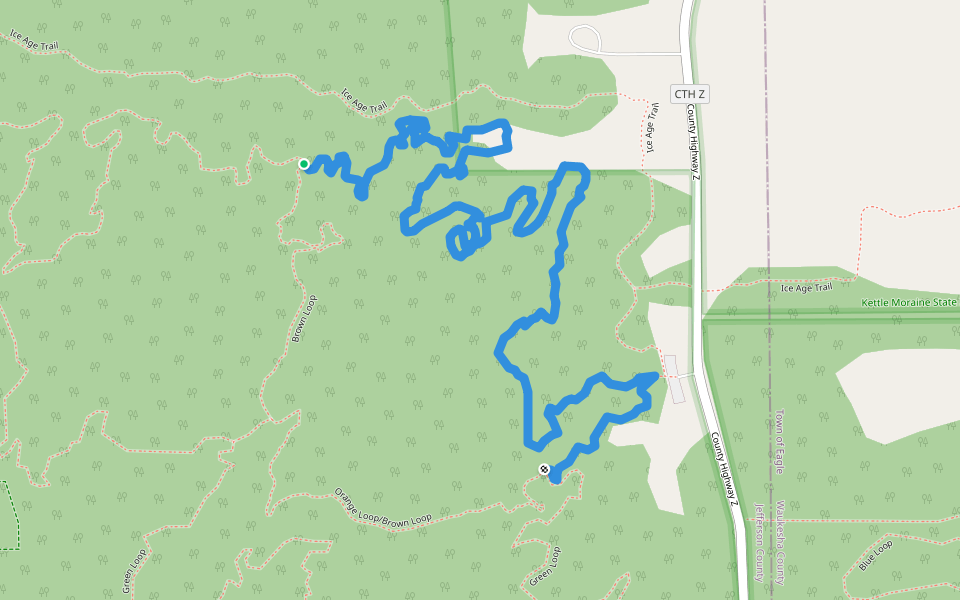 Orange Loop/Green Loop/Brown Loop walking route map in Palmyra