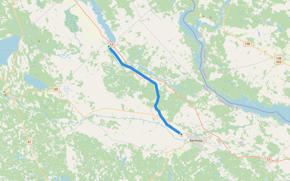 Algonquin Trail walking route map in Cobden