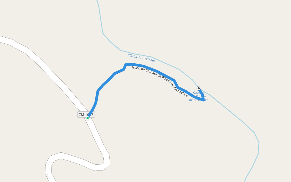 Trilho da Cascata da Ribeira de Arronches walking route map in Reguengo
