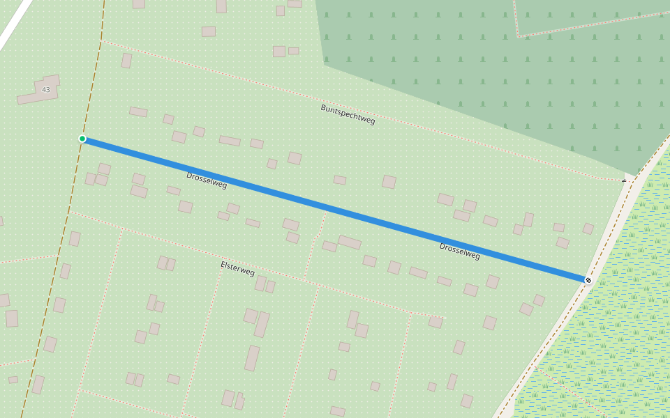 Drosselweg walking route map in Ribnitz-Damgarten