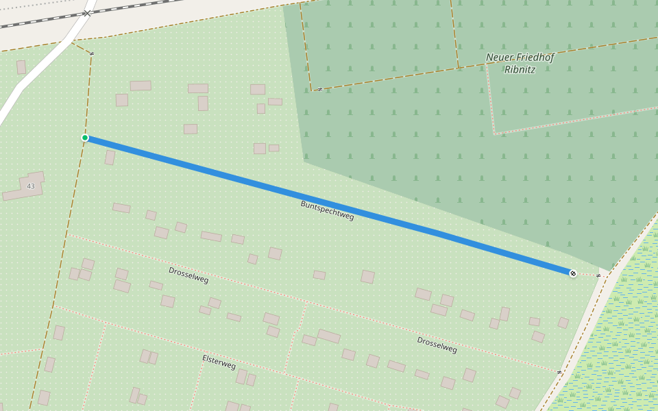 Buntspechtweg walking route map in Ribnitz-Damgarten