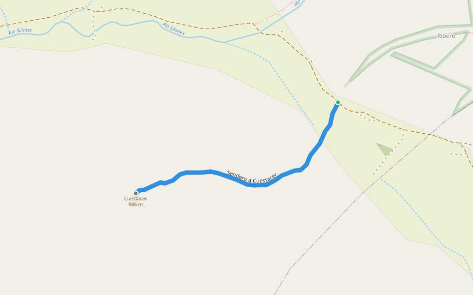 Sendero a Cuestacer walking route map in Miraveche