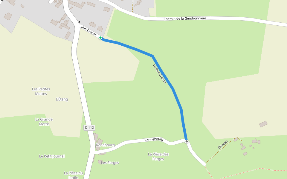 La Rue Creuse walking route map in La Roche-Neuville