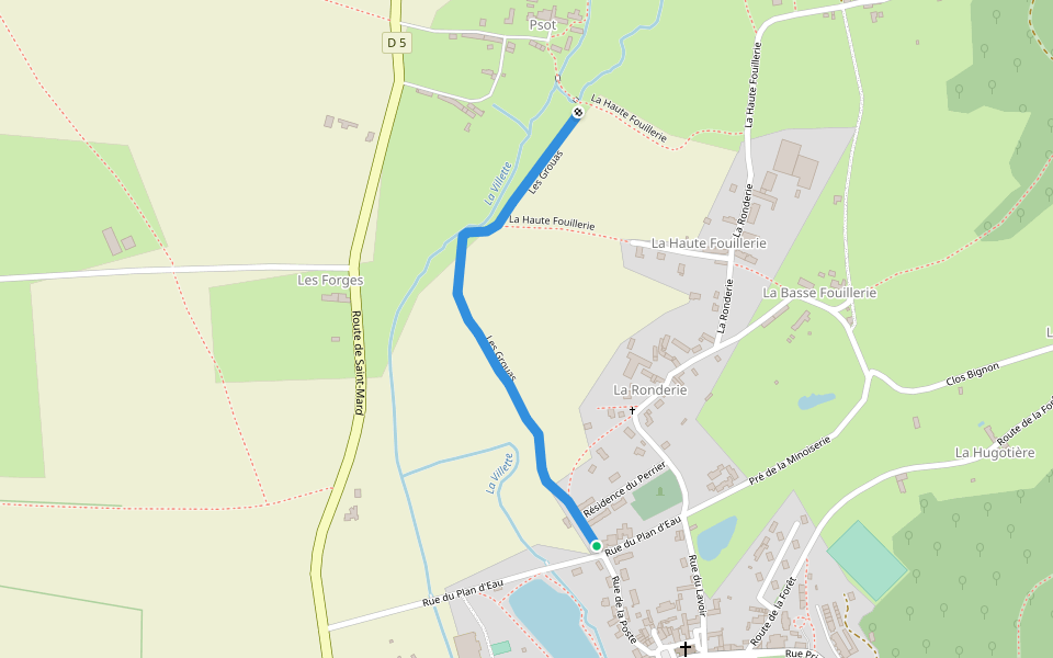 Les Grouas walking route map in La Chapelle-Montligeon