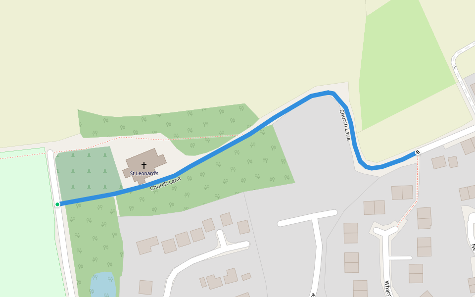 Church Lane walking route map in Beeford
