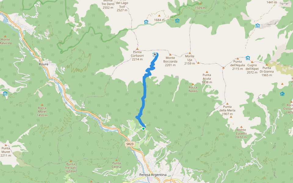 Rio Agrevo Bocciarda walking route map in Rio Agrevo
