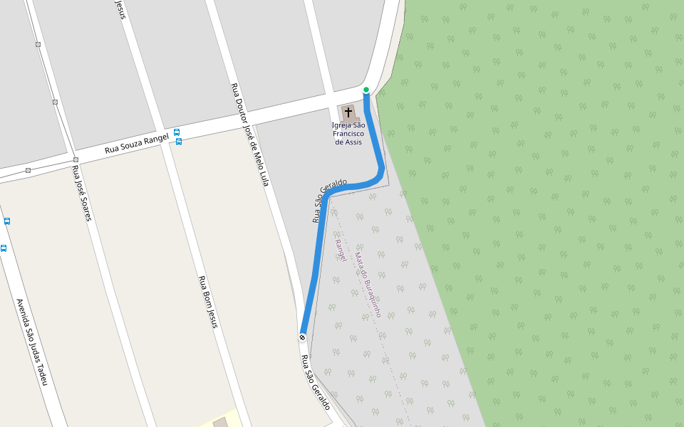 Rua São Geraldo walking route map in João Pessoa