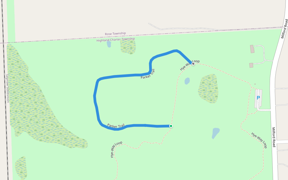 Parker Trail walking route map in Holly