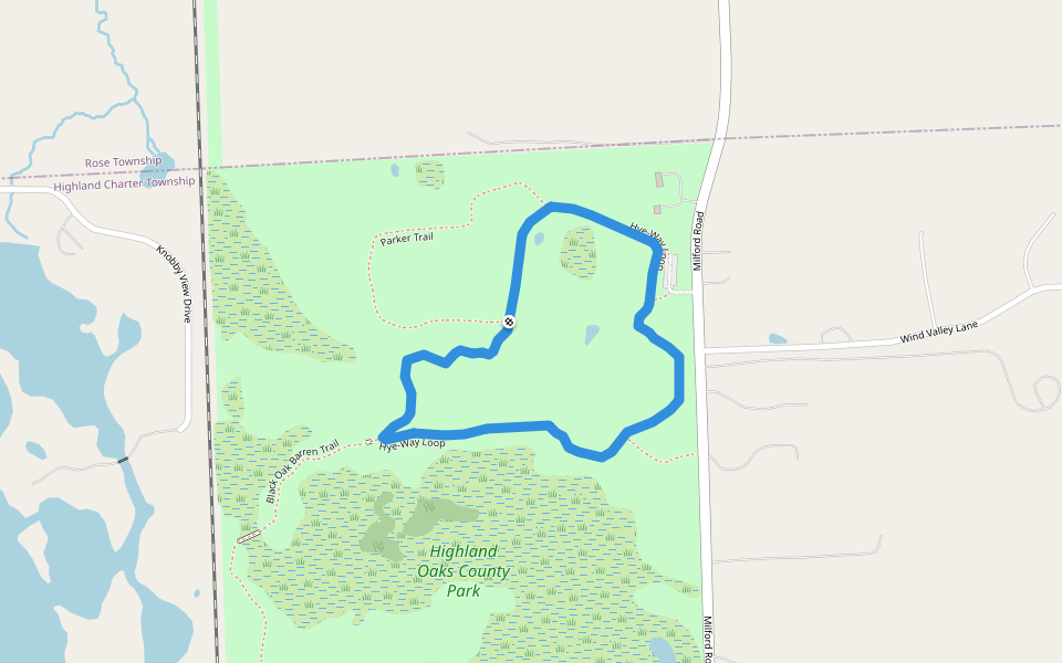 Hye-Way Loop walking route map in Holly