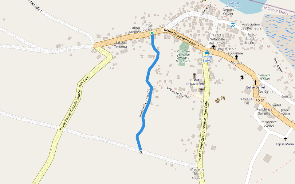 impasse Louissant walking route map in Etroits