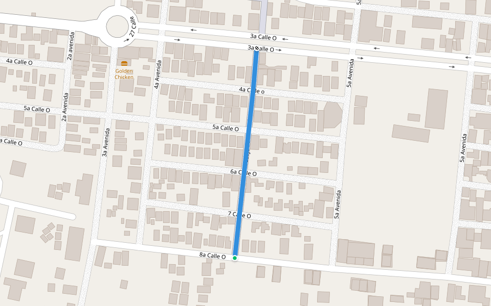 Pasaje #1 walking route map in San Pedro Sula