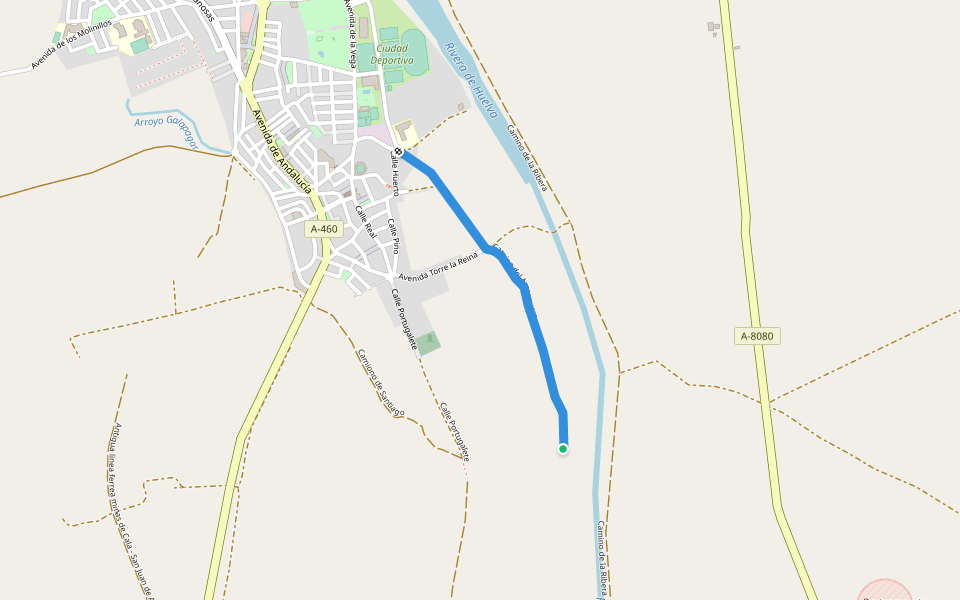 Camino del Amasquero walking route map in Guillena