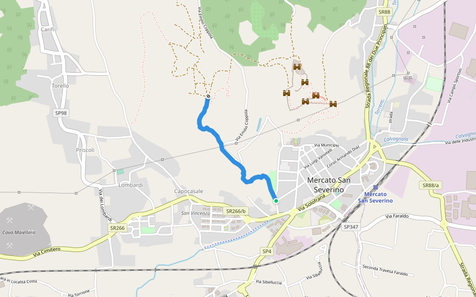 Boschetto walking route map in Mercato San Severino