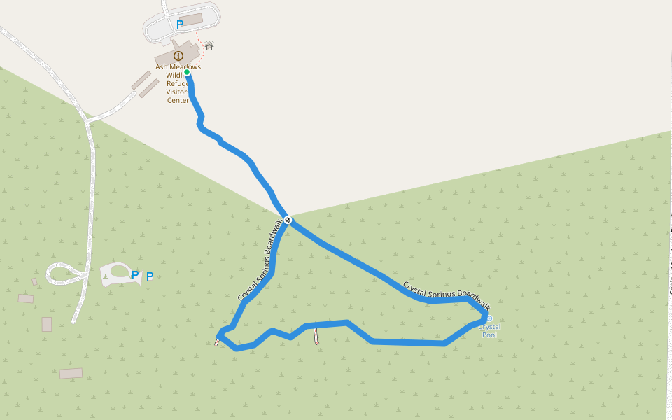Crystal Springs Boardwalk walking route map in Amargosa Valley