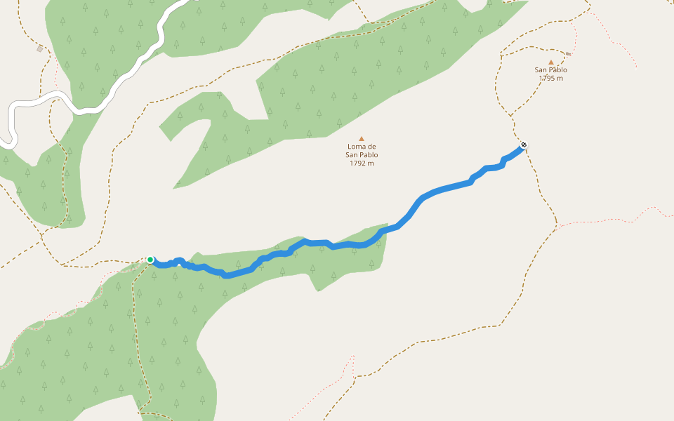 Barranco de los Ramos walking route map in Camarena de la Sierra