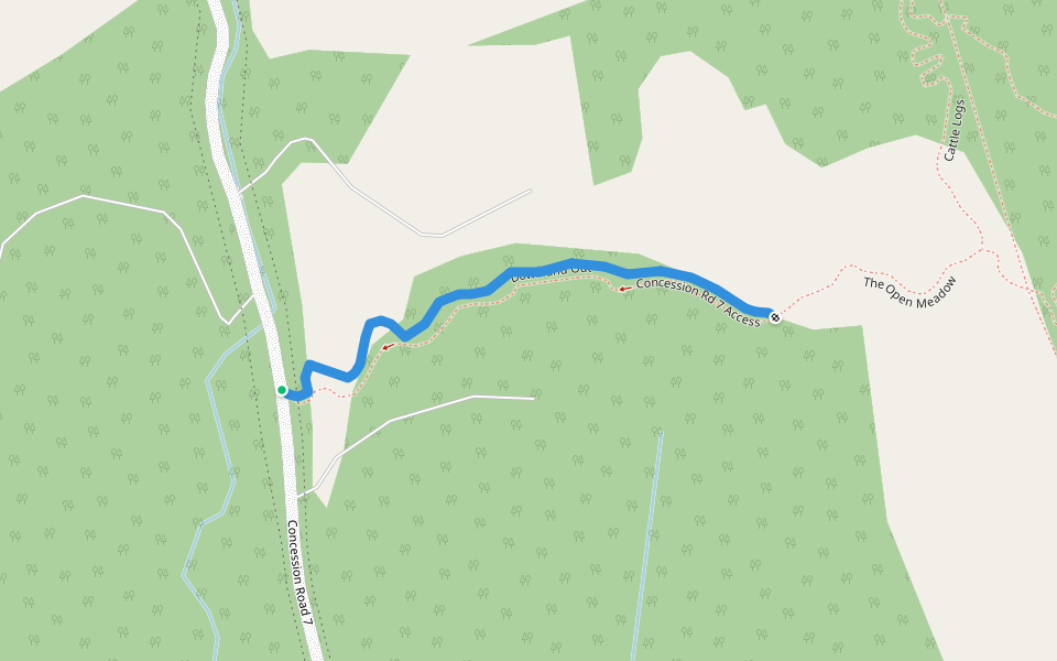 Concession Rd 7 Access walking route map in Uxbridge