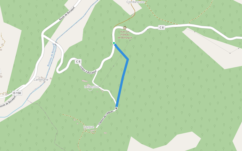 Chemin de Randonnée Loygues-Bessou-Combescure walking route map in Saint-Martin-le-Redon