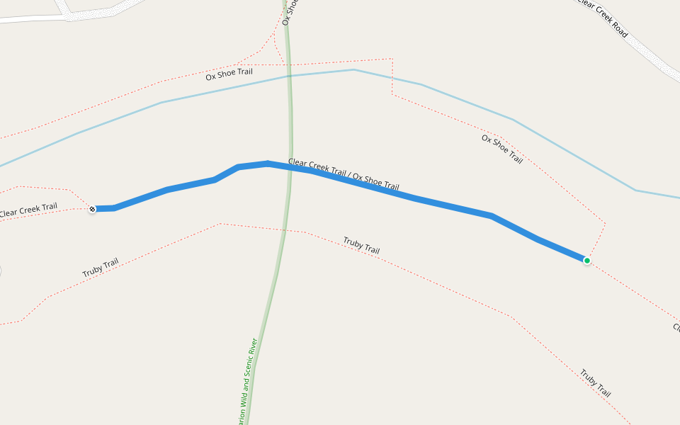 Clear Creek Trail / Ox Shoe Trail walking route map in Sigel