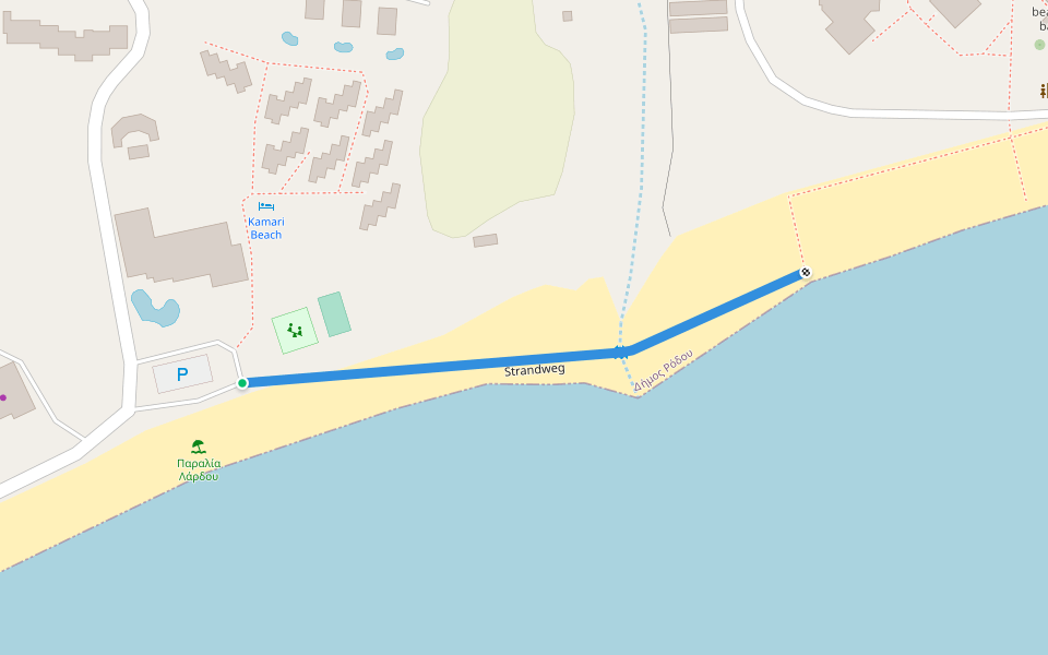 Strandweg walking route map in Lardos