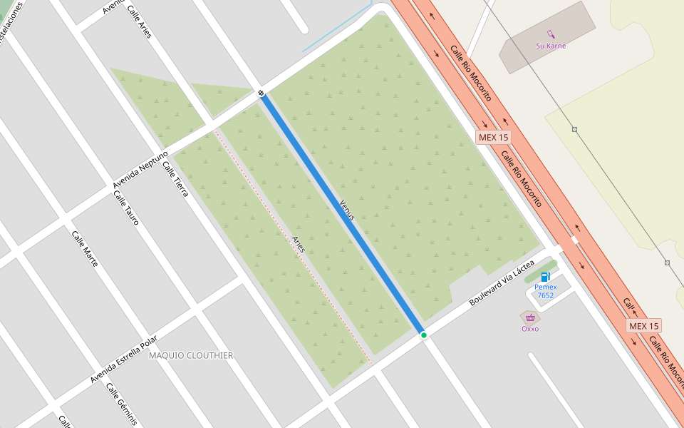 Venus walking route map in Guamúchil