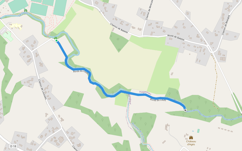 Bords du Louts walking route map in Hagetmau