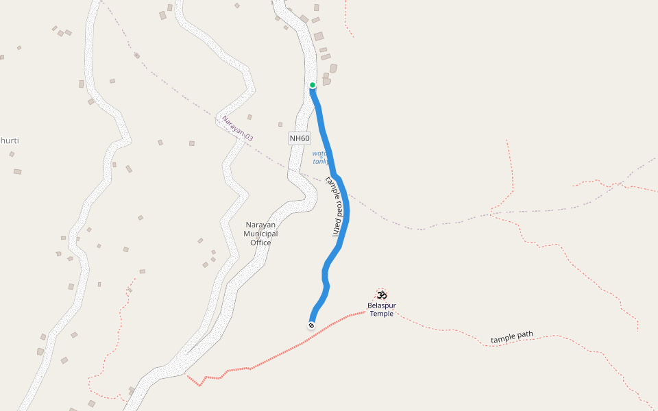 tample road path\ walking route map in Narayan Municipality