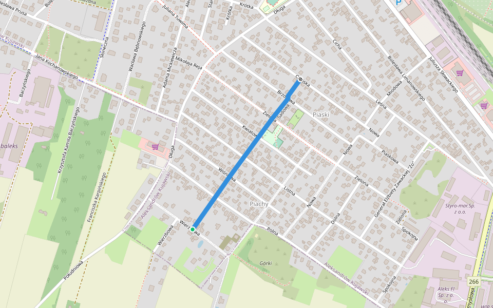 Sadowa walking route map in Aleksandrów Kujawski