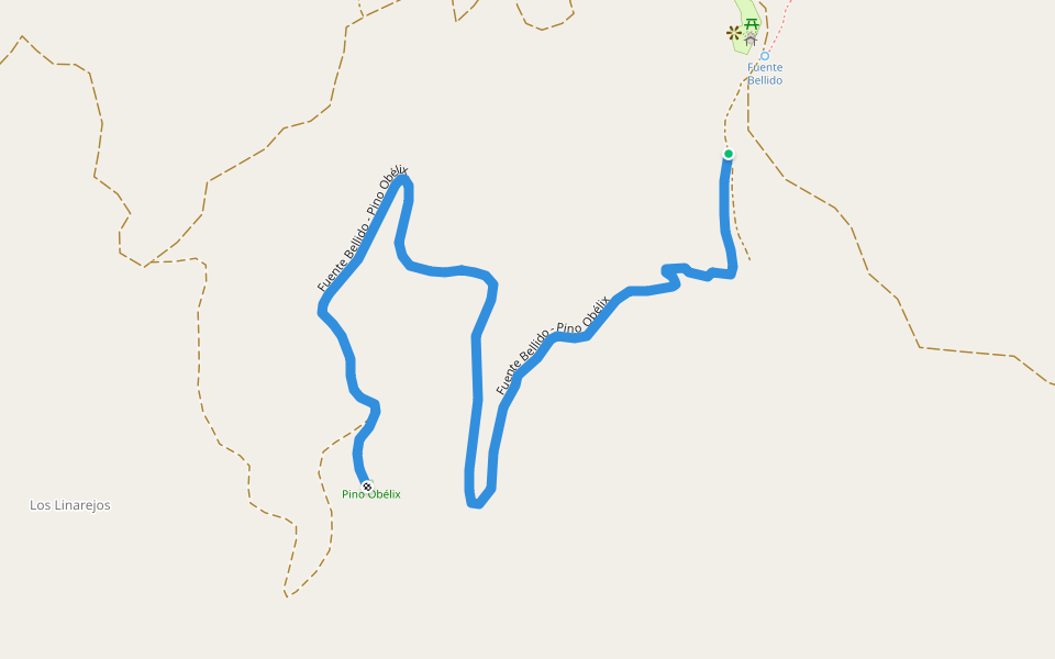Fuente Bellido - Pino Obélix walking route map in Casas Altas