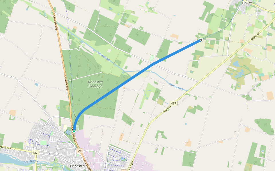 Den Skæve Bane walking route map in Grindsted