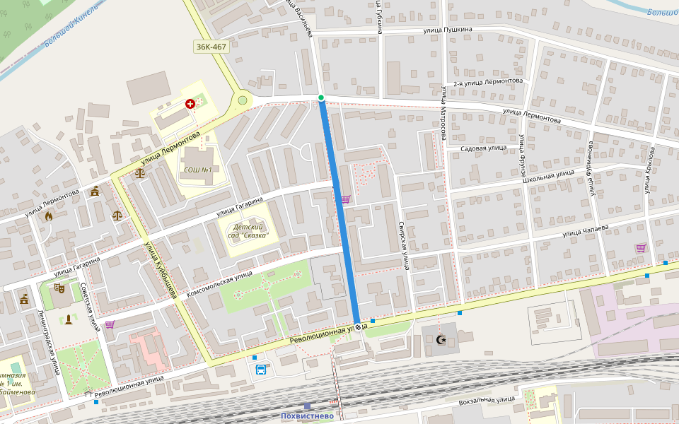 улица Васильева walking route map in Pokhvistnevo