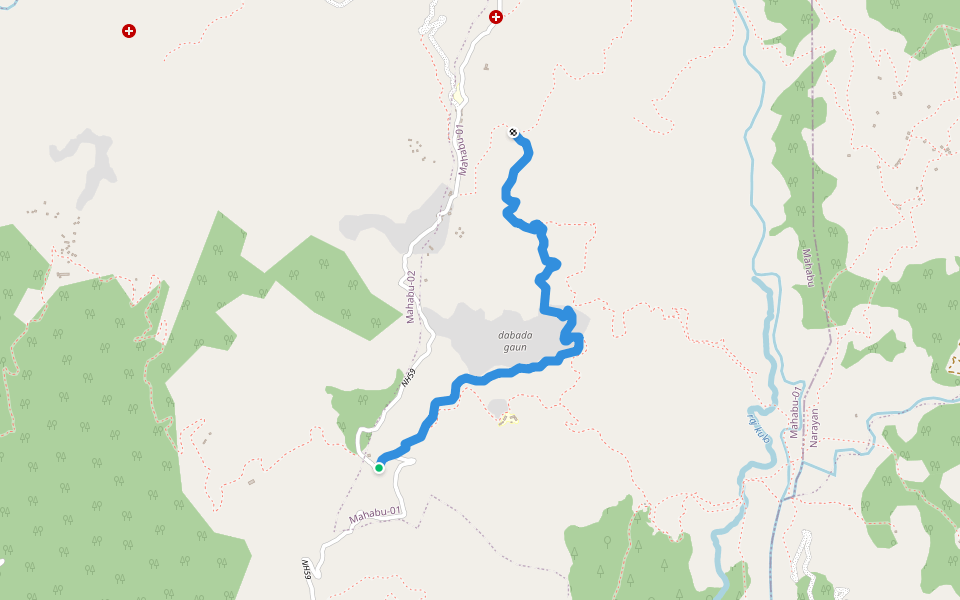 dabada road walking route map in Narayan Municipality