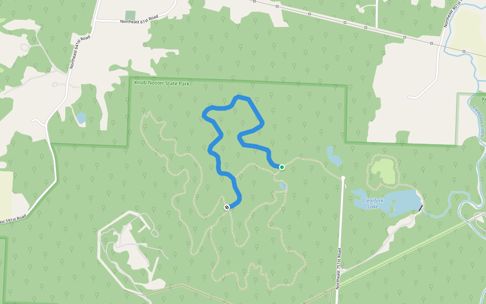 Opossum Hollow - Red Trail, North Loop walking route map in Knob Noster