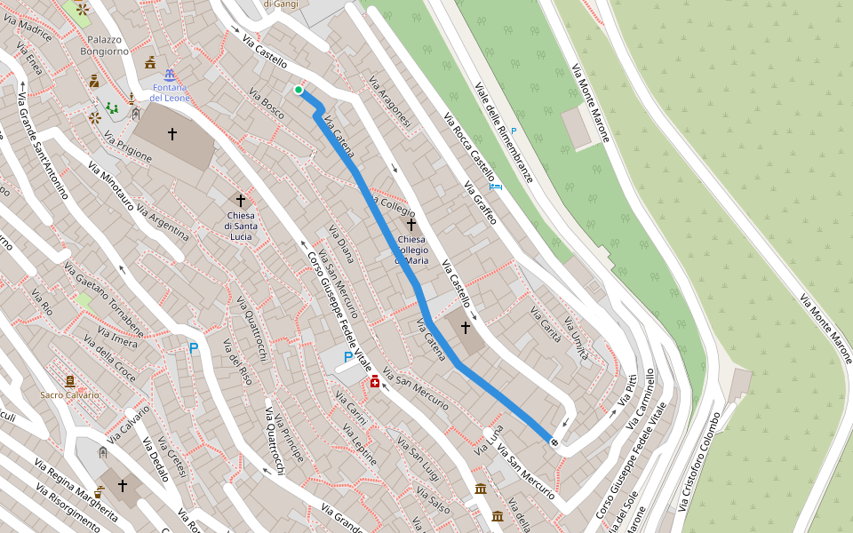 Via Catena walking route map in Gangi