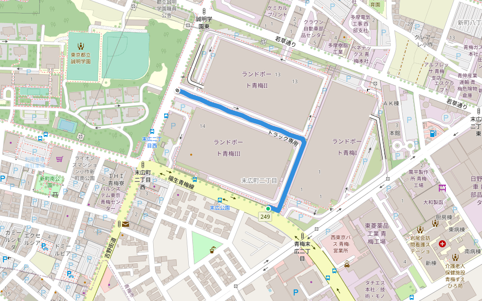 ランドポート青梅 ツナグロード walking route map in Ome
