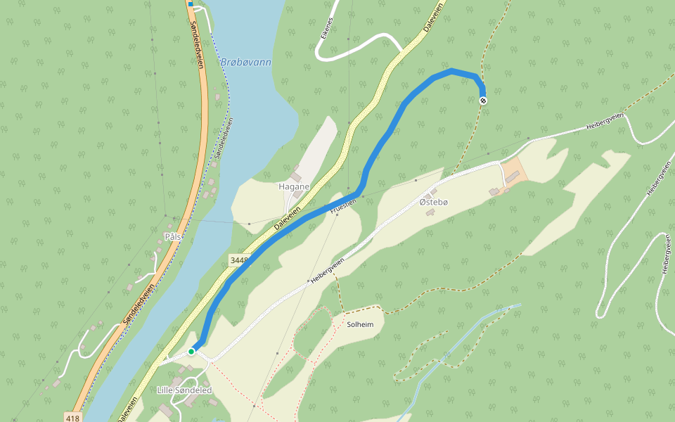 Fruestien walking route map in Søndeled